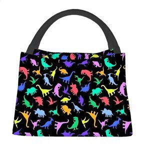Colorful Dinosaurs Insulated Lunch Bag Dino Lover T-Rex Rainbow Jurassic NEW